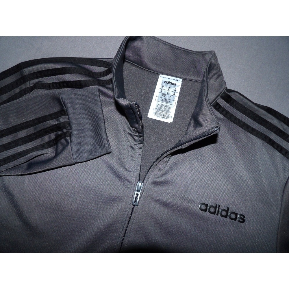 ADIDAS Zip-Up Gray 3 Stripes Athletic Performance Track‎ Jacket Men's Medium